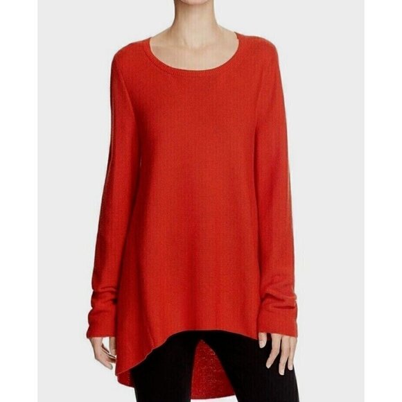 Eileen Fisher Red 100% Organic Cotton Peru Lava Long Sleeve Tunic Sweater - Picture 2 of 10